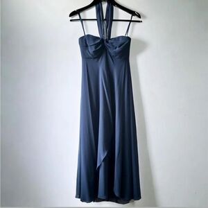 Jenny Yoo dark periwinkle halter maxi gala dress, size 6